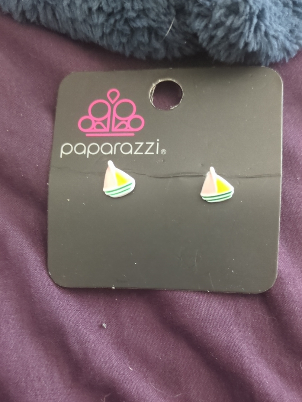 paparazzi Pink Yellow Green Sailboat Stud Earrings for Kids